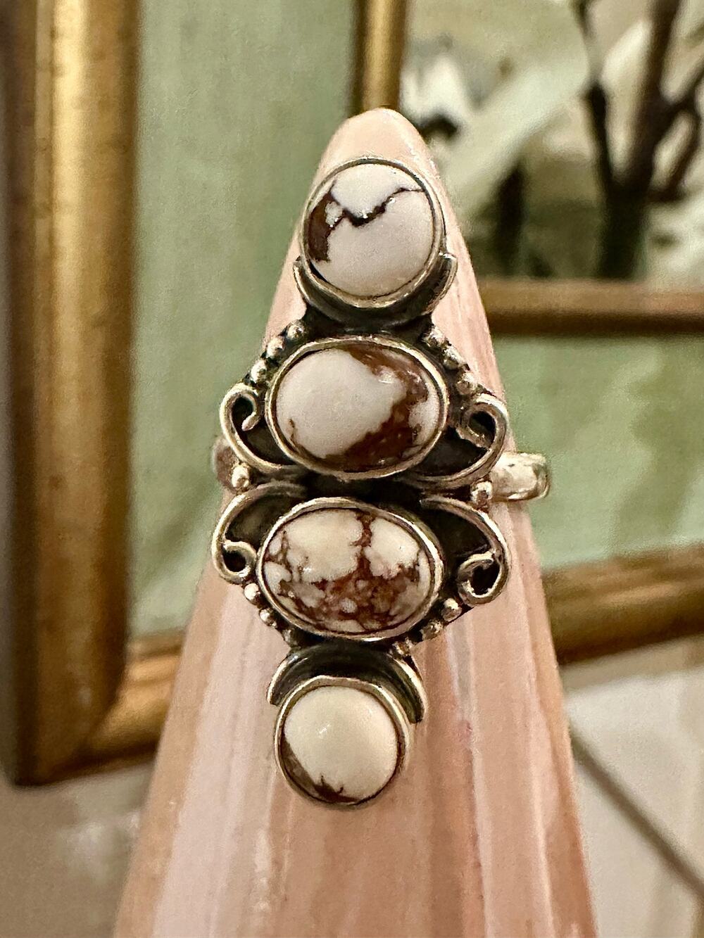 Wild Horse Jasper Four Stone Ring Adjustable Size 5-10